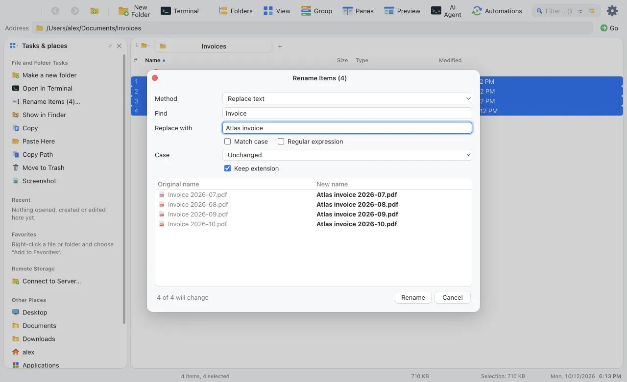 Rename Items with Invoice replaced by Atlas invoice in four names