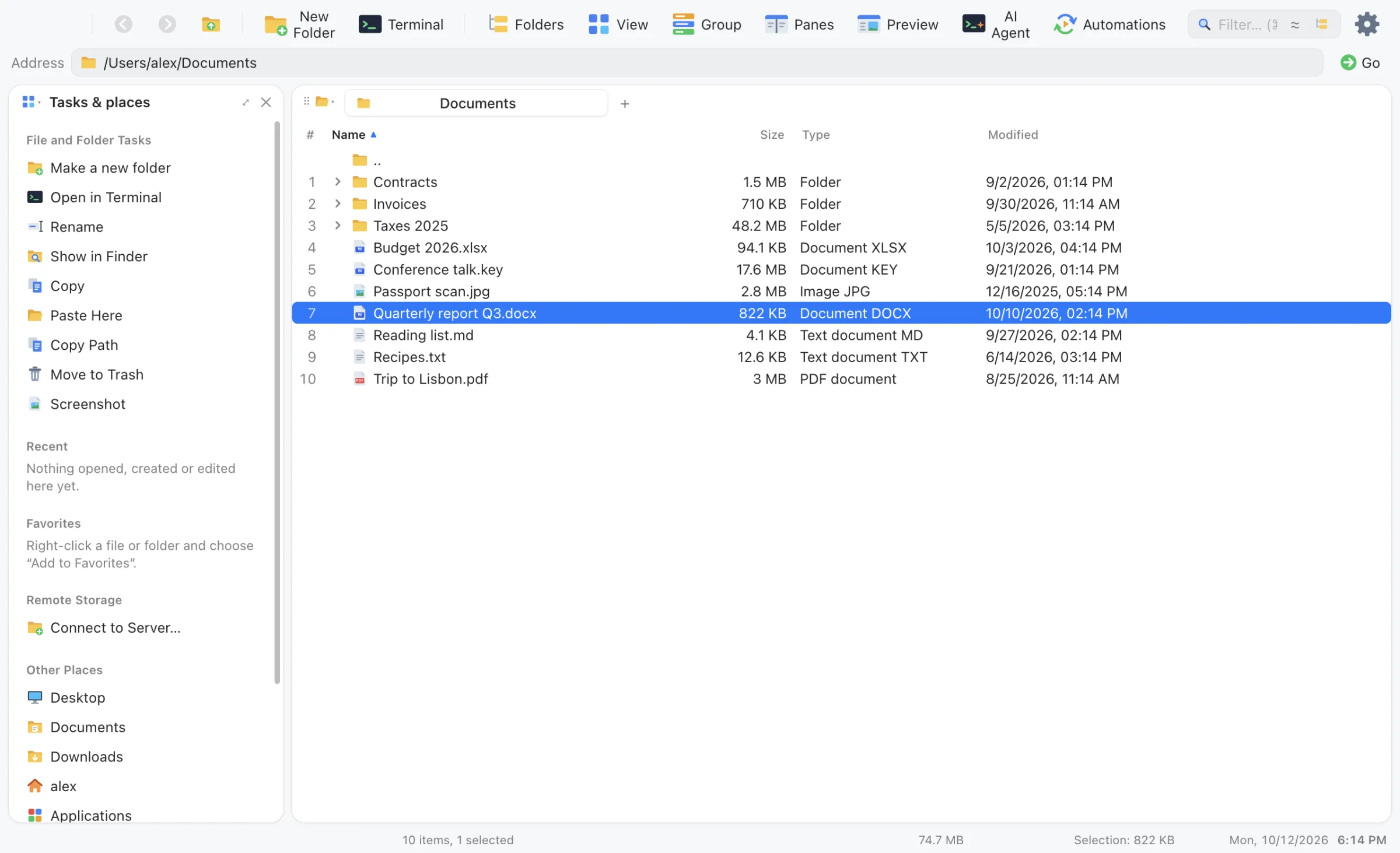 aFinder in the Modern macOS theme
