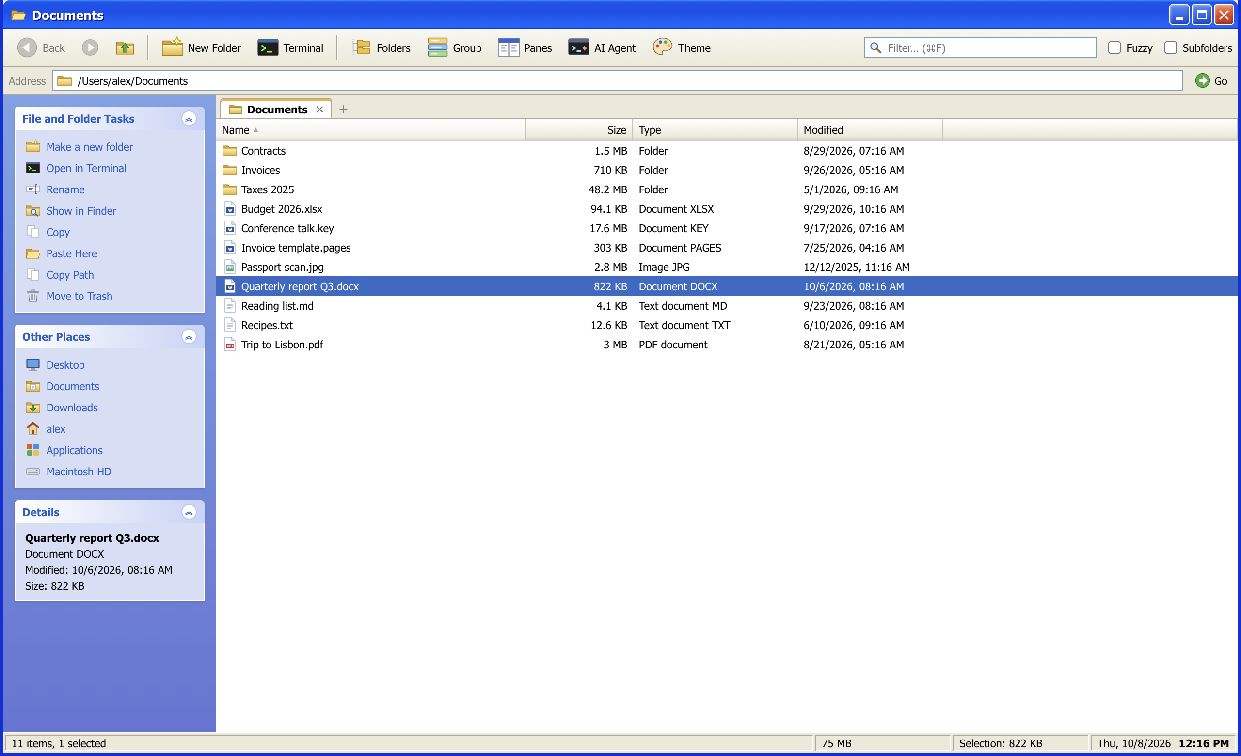 aFinder in the Windows XP theme